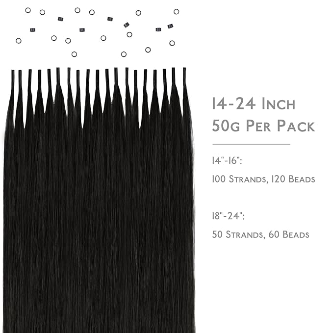 WENNALIFE I Tip Hair Extensions Human Hair, 50g 100s 14 Inch Natural Black Remy Itip Human Hair Extensions Invisible Itips Straight I Tips Fusion Extensions Real Human Hair