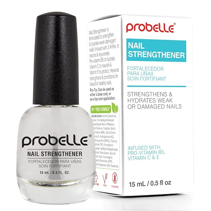 Probelle Nail Strengthener, Nail Strengthening Treatment, Nail Growth and Repair, Stops Peeling, Splits, Chips, Cracks, and Strengthens Nails (0.50 ounces, 3)