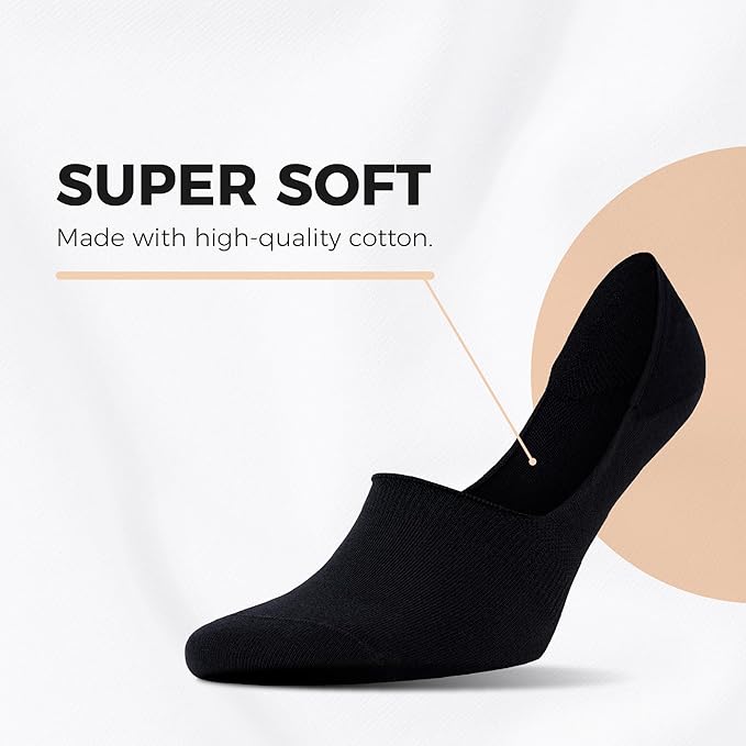 Cotton Socks with SEAMLESS TOE & SOFT AND LIGHTWEIGHT - ANTI-SLIP CUFF for Men and Women Moisture-Wicking - 4 Pack