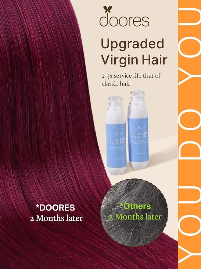 DOORES Human Hair Extensions Tape in, 26 Inch 120g 40pcs, Burgundy Tape in Extensions Human Hair Silky Straight Skin Weft Natural Hair Extensions Remy Hair