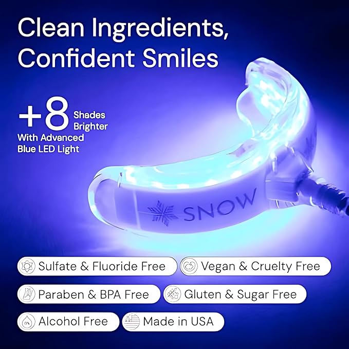 Snow Teeth Whitening Kit - Snow Teeth Whitening Serum and LED Mouthpiece Whitener, Formulated with Hydroxyapatite, Good for 2 Months - Wired Kit with 1 Wand