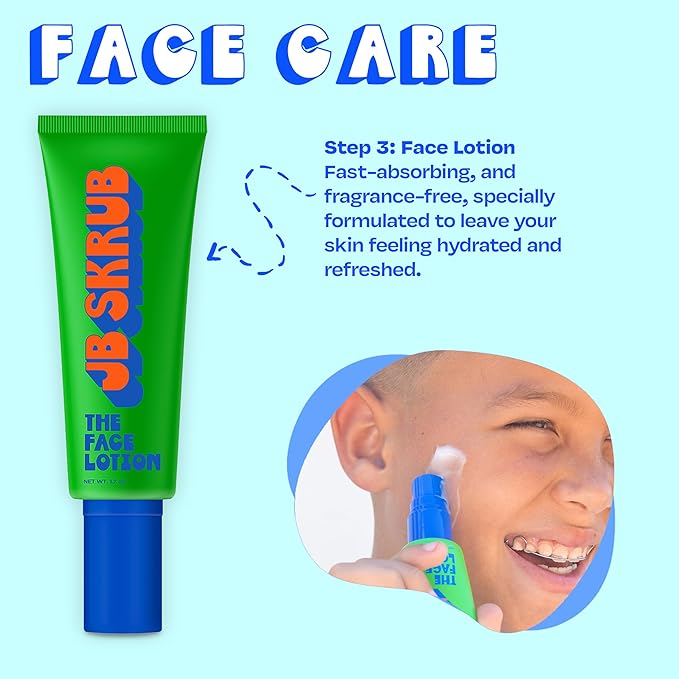 JB SKRUB The Face Kit – Pimple Patches, Pads, Wash & Lotion – Complete Skincare Set for Kids, Tweens & Teens