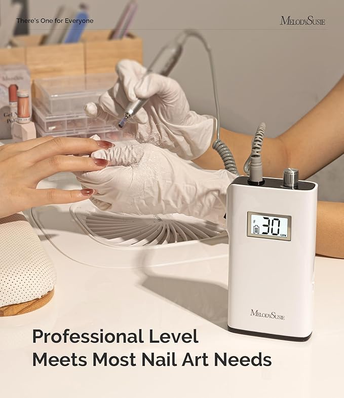 MelodySusie Entry-Level Clip-On Cordless Nail Drill, SC320H 30000RPM Popular Classic E-File with LCD Display for Manicure Shaping & Gel Removal, Perfect for Training, Nail Art Practice & Home Use