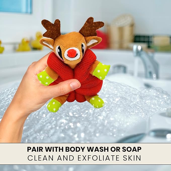 Cute Bath Sponge - Mesh Body Pouf, Gentle Shower Sponges