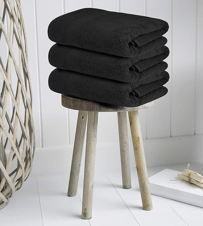 Softolle Luxury Bath Towels Set of 4 (27” x 54”) | Towels for Bathroom | Super Soft | Highly Absorbent Towels for Home, Spa, Gym (Black)