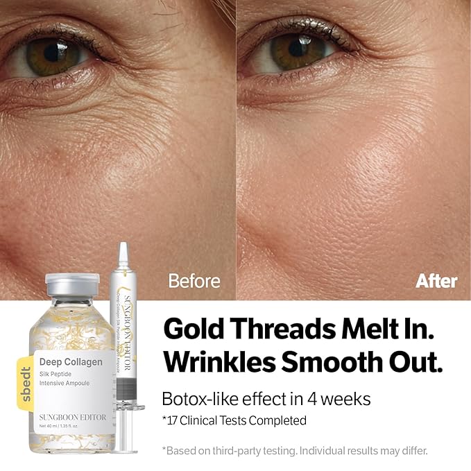 SUNGBOON EDITOR Deep Collagen Silk Peptide Intensive Lifting Ampoule | Korean Anti-Aging Serum for Face with Collagen & Peptide | Skin Tightening & Firming | 72H Hydration| Stocking Stuffers for Women