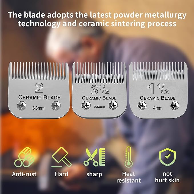 3 Packs Professional Detachable Replacement Ceramic Blades Set,Cut Length 5/32-Inch to 3/8-Inch,compatible with Andis/oster Classic 76/Star-Teq/Power-Teq/A5 Clipper