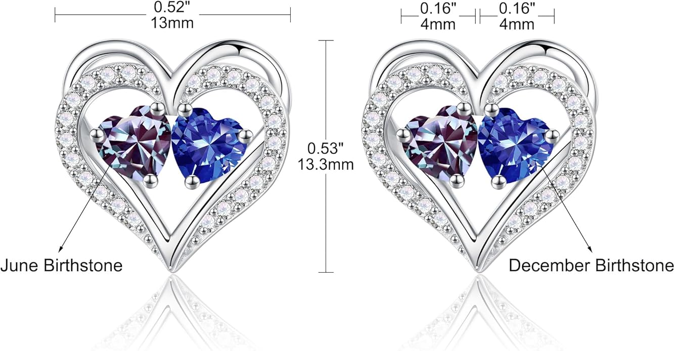 Iefil Christmas Gifts for Women Wife - 925 Sterling Silver Birthstone Earrings, Anniversary Birthday Gifts for Women Wife Girlfriend Mom