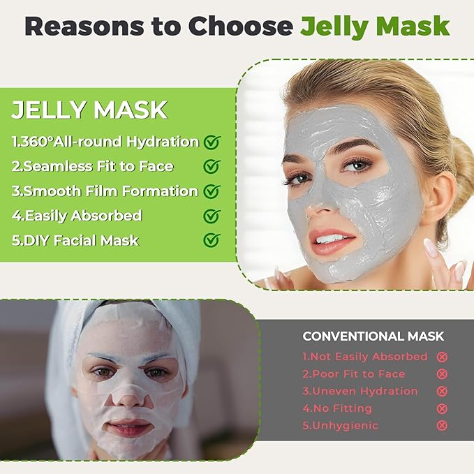Powder Jelly Mask for Facials Professional, Peel Off Facial Mask for Hydrating & Moisturizing, Christmas Hydrojelly Mask Gifts for Women Men, Home DIY Spa Use for All Skin with Bamboo Charcoal