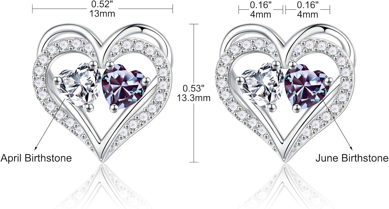 Iefil Christmas Gifts for Women Wife - 925 Sterling Silver Birthstone Earrings, Anniversary Birthday Gifts for Women Wife Girlfriend Mom