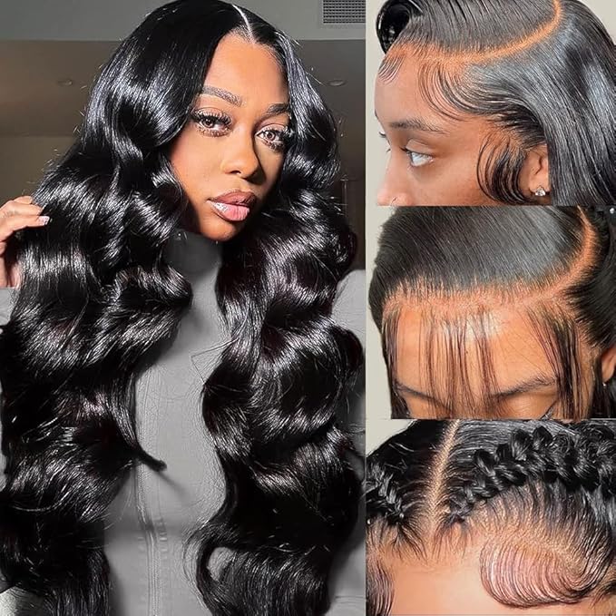 26 Inch Body Wave Lace Front Wigs Human Hair 200% Density Virgin Real Human Wig 13x6 HD Lace Front Wigs Human Hair Pre Plucked Natural Black for Women