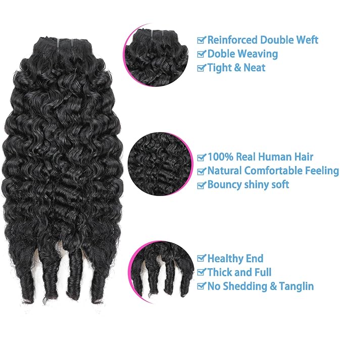 Burmese Curly Clip in Hair Extensions Real Human Hair 8Pcs Brazilian Human Hair Clip ins for Black Women With 18Clips 120g 18inch #1B Natural Black
