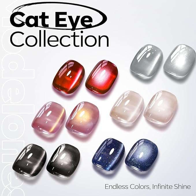 modelones Silver Cat Eye Gel Nail Polish Glitter White Cat Eye Gel Polish Clear 9D Holographic High Density Crystal Nail Polish with Magnet Soak Off U V Shimmer Polish Christmas Nail 15ML