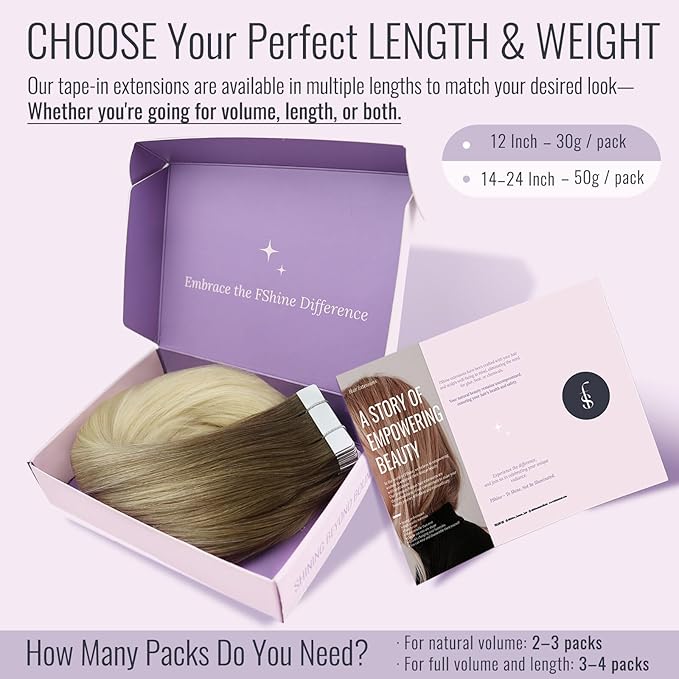 Fshine Ombre Tape in Human Hair Extensions 20 Inch Walnut Brown to Light Brown and Bleach Blonde 20 pcs 50 g Brown to Blonde Skin Weft Tape in Hair Extensions-Great for Engagements & Anniversaries