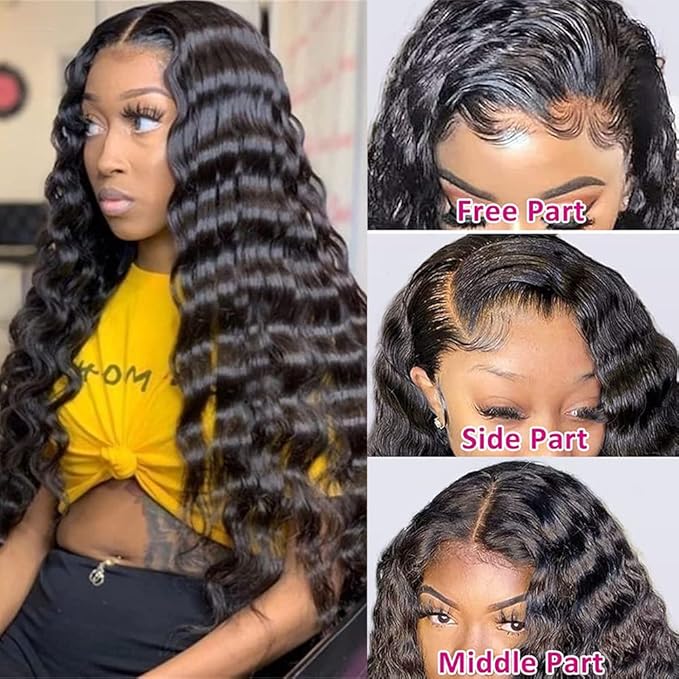 Loose Wave Lace Front Wigs Human Hair 200% Density 13x4 HD Transparent Full Lace Frontal Wigs Human Hair 12A Loose Deep Wave Glueless Wigs Human Hair Pre Plucked for Black Women (22 Inch)