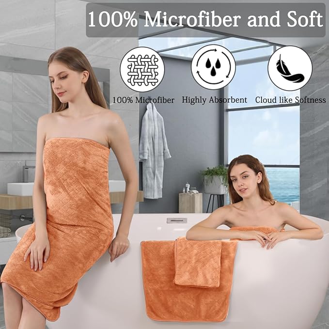 4 Piece Extra Large Bath Towels Set 35x70 Inches - Luxury 600 GSM Oversized Bath Sheet Towel,Ultra Soft Microfiber - Quick Dry,Highly Absorbent Shower Towels Spa Hotel Bathroom Towel Set (Orange)