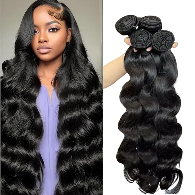 12A Human Hair Bundles 20 20 22 22 Inch Body Wave 100% Unprocessed Hair 4 bundles Deals Extensions Quick Weave Human Hair Natural Black Color