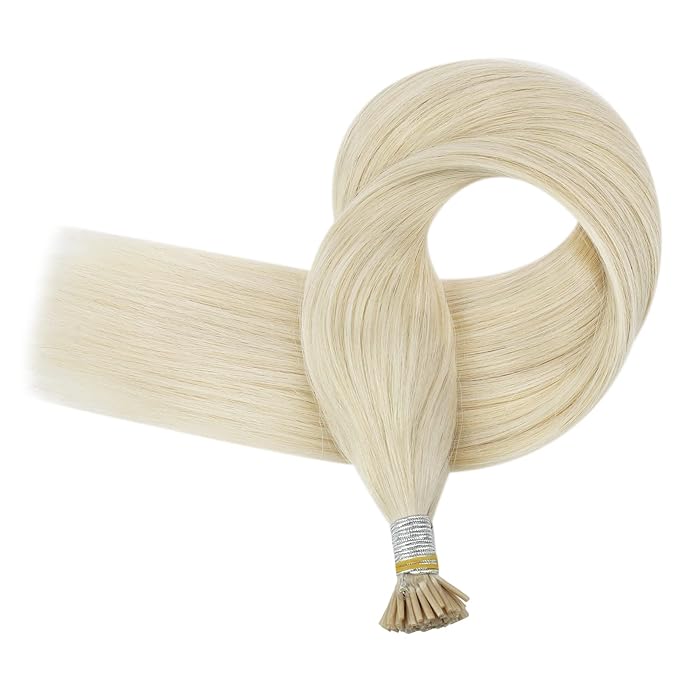 Full Shine Itip Human Hair Extensions 20 Inch Color 60 Platinum Blonde 40 Grams I Tip Hair Extensions Real Human Hair Straight Fusion Extensions for Women