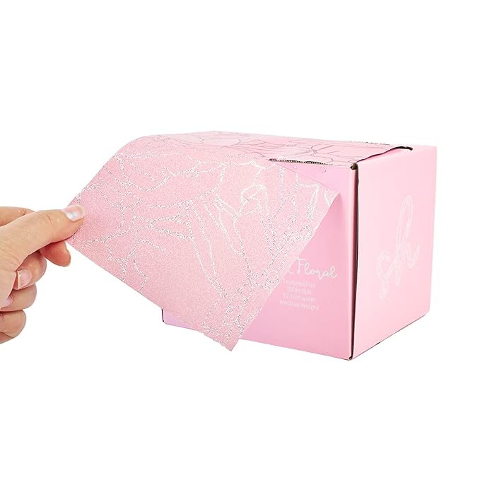 Premium Extra Wide Hair Foil 12.7cm x 100m - Ideal for Highlighting & Balayage, Built-in Cutter, Embossed Pink Floral Design - Professional Salon Hairdressing Foilââ‚¬¦