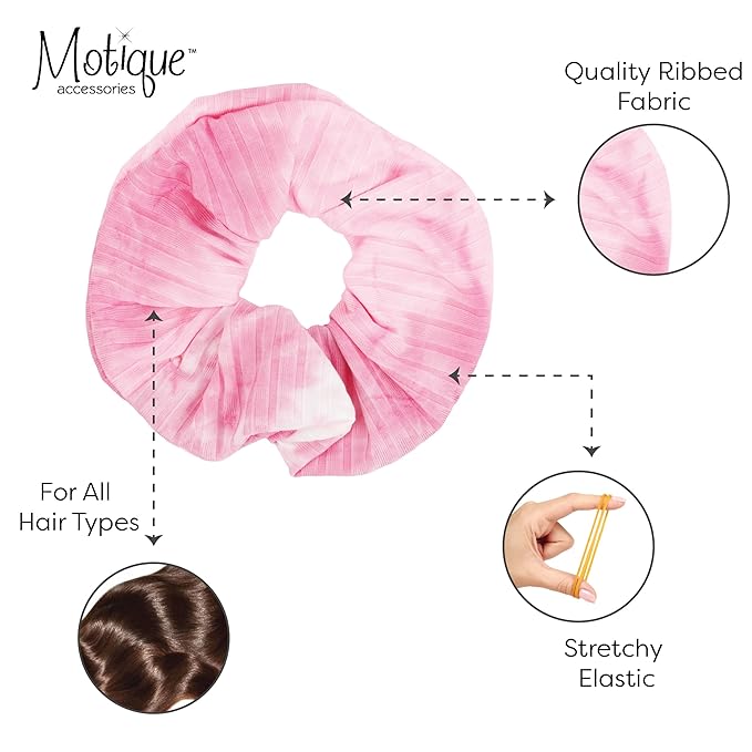 Pink Ribbed Tie Dye Scrunchy