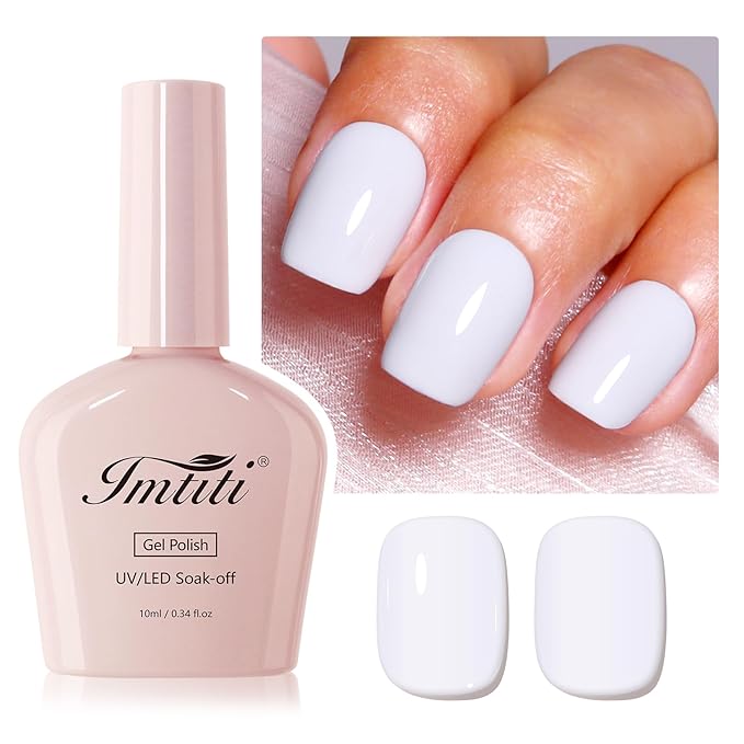 Imtiti Warm White Gel Nail Polish - Soft Off Milk White Gel Polish for Nails, Long Lasting Salon Manicure, Soak Off UV LED Gel for DIY at Home, (10ml-1923)