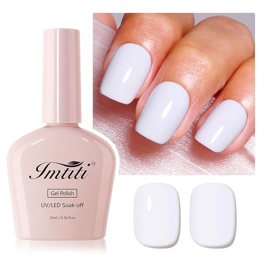 Imtiti Warm White Gel Nail Polish - Soft Off Milk White Gel Polish for Nails, Long Lasting Salon Manicure, Soak Off UV LED Gel for DIY at Home, (10ml-1923)