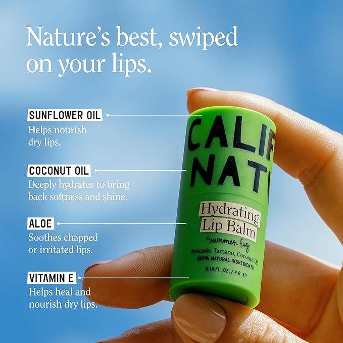 California Naturals Hydrating Lip Balm Duo, Petroleum Free, Natural, Cruelty Free, 100% Naturally Derived, All Skin Types, 0.28 Fl Oz (Pack of 2), Toasted Coconut & Summer Fig