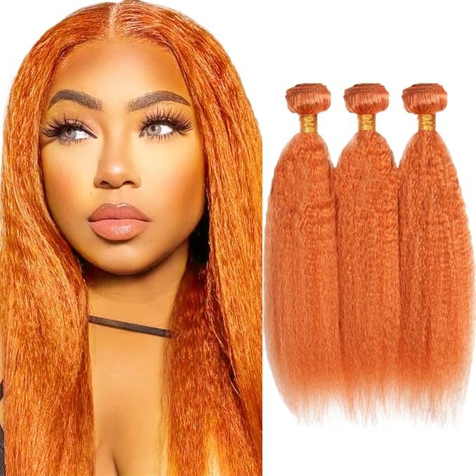 Ginger Bundles Human Hair 350 Yaki Straight Bundles 22 24 26 inch Ginger Kinky Straight Bundle