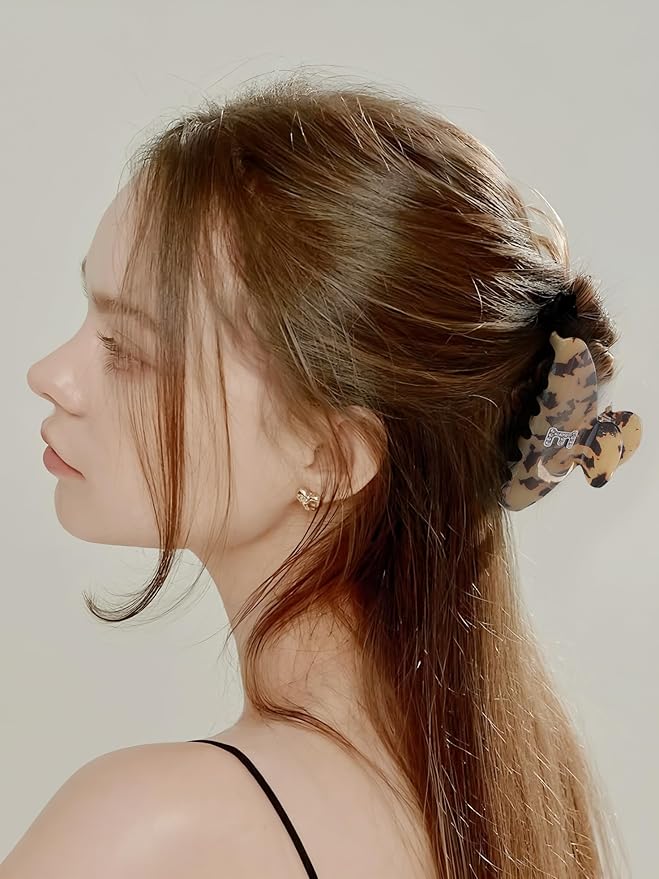 LILIE&WHITE Christmas Gift Tortoise Initial Hair Clips For Women With Letter Rhinestone Hair Claws Trendy Monogram Claw Clips For Thick Hair Alphabet E
