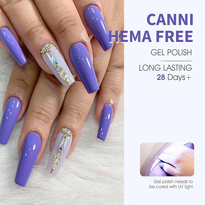 CANNI Blue Gel Nail Polish, 1Pcs Royal Blue Gel Polish Navy Dark Cobalt Purple Color High Gloss Soak Off U V French Nail Manicure Salon DIY