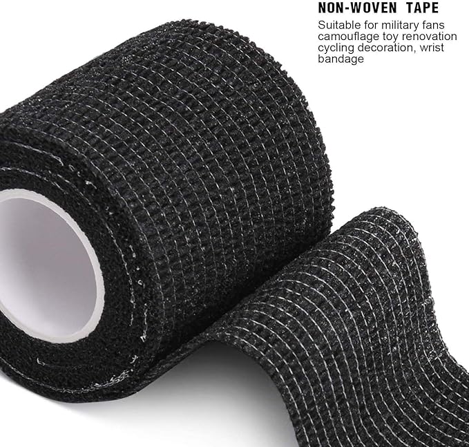 Sensi Wrap Grip Cover Sports Self Bandage Rolls 2-inch x 5-Yards 24pcs (Black)