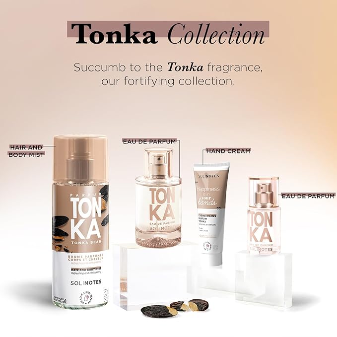 Solinotes Tonka Body Mist – Alcohol-Free, Long-Lasting Fragrance Spray with Mandarin Blossom & Tonka Bean – Clean, Cruelty-Free, Vegan Perfume Mist for Women – Hair & Body Spray (8.45 Fl Oz)