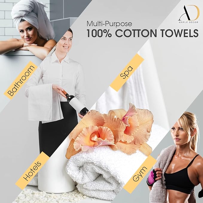 Ample Decor Bath Towels for Bathroom 30 X 54 Inch Soft and Absorbent 100% Cotton 600 GSM- 4pcs Black