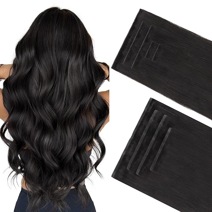 GOO GOO Invisi Edge Clip in Hair Extensions Set, 14inch 150g, 5pcs Injected Seamless PU Clip ins and 4pcs Classical PU Clip insip ins, Virgin Real Human Hair, #1B