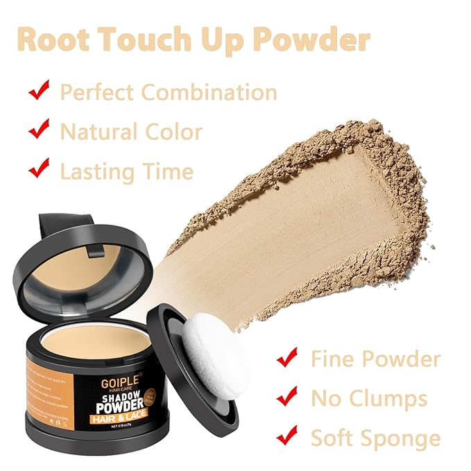 Root Cover Up Powder Hairline Powder for Women Root Touch Up Hair Color for Bald Spots, Eyebrows, Beard Line, Light-Blonde Hair Fibers for Thinning Hair Shadow Cover Up 2 Pack (Light Warm Brown)