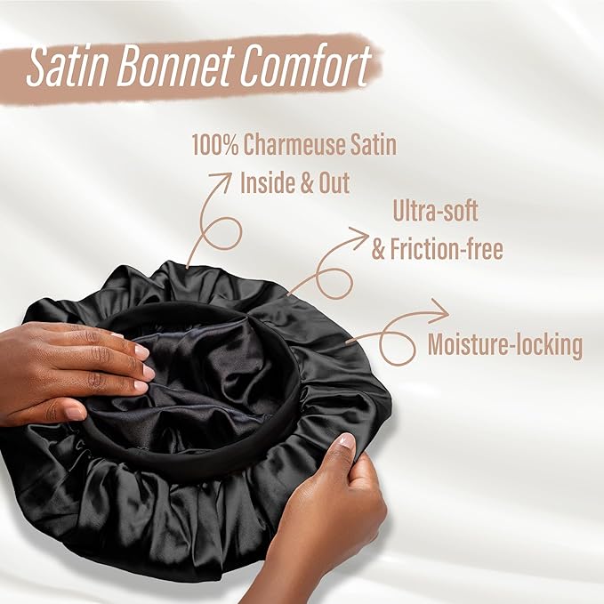 CAPLORD Double Sided Satin Bonnet for Sleeping - Adjustable Silk Sleep Cap for Women and Men