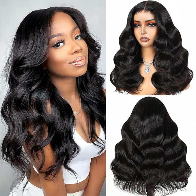 Wear and Go 7x5 Glueless Wigs Human Hair Pre Plucked Pre Cut Body Wave Lace Front Wigs 200% Density Put on and GO 7x5 HD Lace with Baby Hair for Women(7x5 Glueless Wig Natural Color 24 Inch)