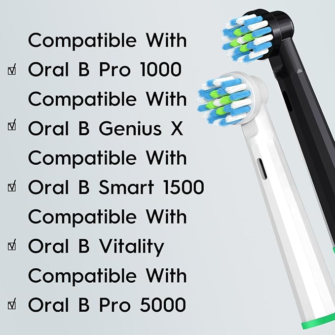 Replacement Toothbrush Heads Compatible with Oral B Braun Pro 1000/Genius X/Smart 1500, Brush Heads Refill Compatible with Oral B for Teeth and Gums Care (12 Black)