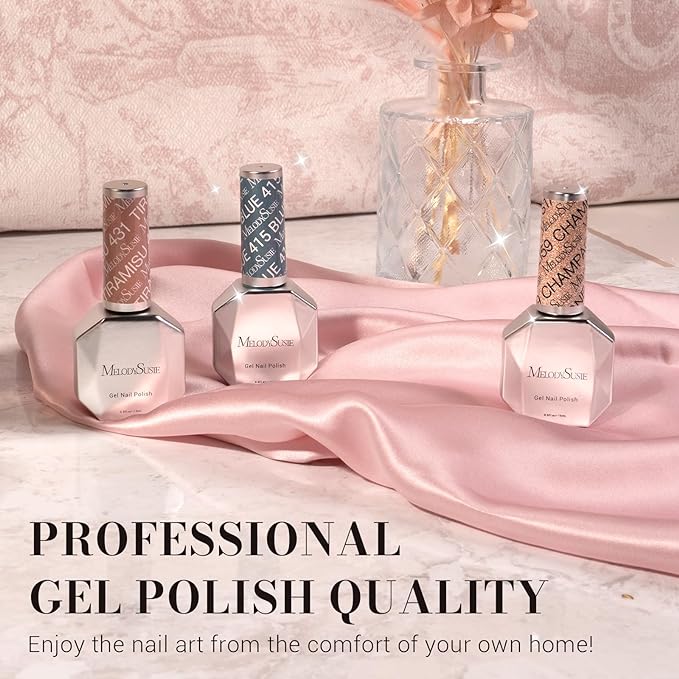 MelodySusie Sparkle Gold Gel Nail Polish,0.5fl oz Nails Soak Off UV LED Champagne Glitter Gel Polish Gift for Women Nail Art Manicure Salon DIY Nail Design Decoration at Home-z159-A2060