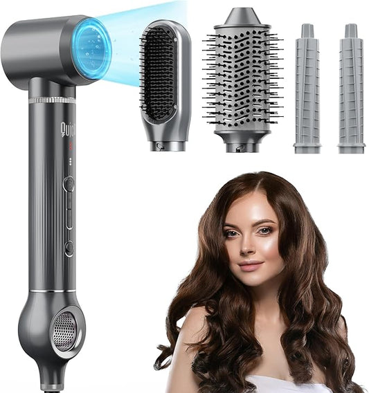Quico 5 in 1 Blow Dryer Brush, Auto-Rotating Curling Brush, Air Curler for Hair, Hot Air Hair Styler with Negative Ions, No Heat Damage