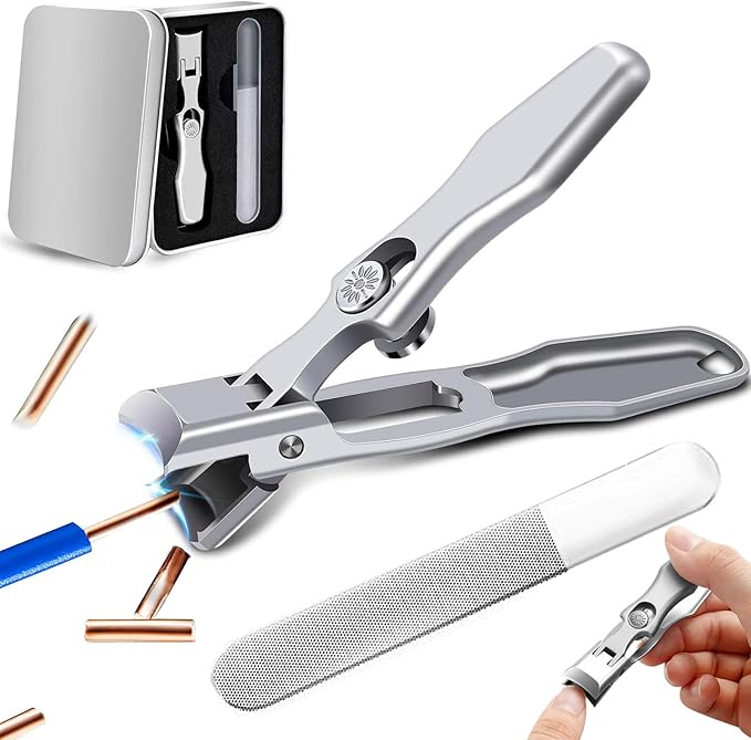 German Nail Clippers for Men, 2025 Upgraded Ultra Sharp Stainless Steel Nail Clippers for Thick Nails, The Luxurious Ultra Sharp Nail Clippers Set with Nail File for Seniors Men Women (Silver)
