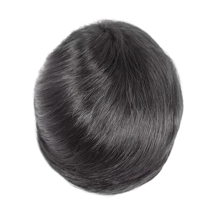 6x8 7x9 Hair Men’s Toupee Mono Lace PU Hairpiece Replacement Capillary Prosthesis System 100% Human Hair Breathable Durable Males Wig Natural Black (OCT, 7X10)