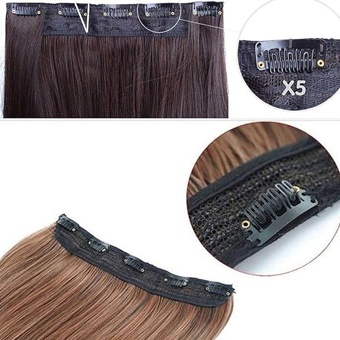 S-noilite 17"/24"/29" Curly Wave 23"/26"/30" Straight 3/4 Full Head One Piece Clip in Hair Extensions Synthetic Hairpieces for Girl Lady Women 72 colors (26"-Straight, Orange)