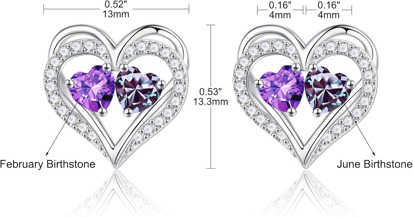 Iefil Christmas Gifts for Women Wife - 925 Sterling Silver Birthstone Earrings, Anniversary Birthday Gifts for Women Wife Girlfriend Mom