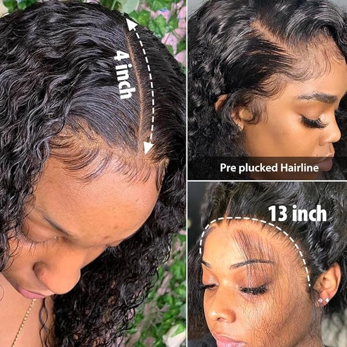 Deep Curly Bob Wig Human Hair 13x4 HD Lace Frontal Wigs Pre Plucked 180% Density Wet and Wavy Lace Front Bob Wigs Human Hair Glueless for Black Women 14 Inch