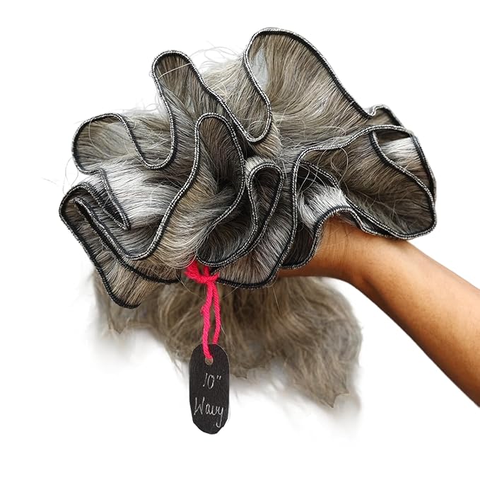 Salt & Pepper/Natural Gray-100% Natural Indian Virgin Raw Hair Extensions.Natural color unprocessed and not treated with any kind of chemicals (10" Wavy Salt & Pepper)