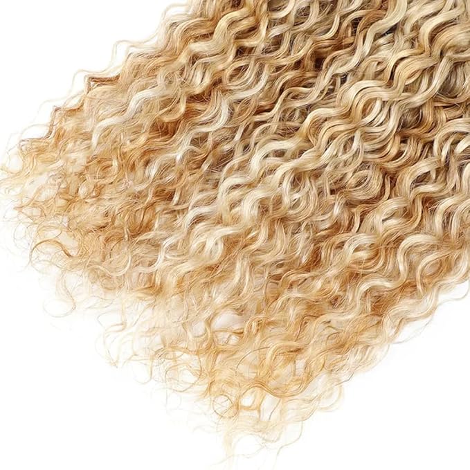 26 28 30 inch WuvuSnm 613 Bundle Blonde Water Wave Bundles P27/613 Human Hair 3 Bundles Two Tone Hair Weave Bundle 300g