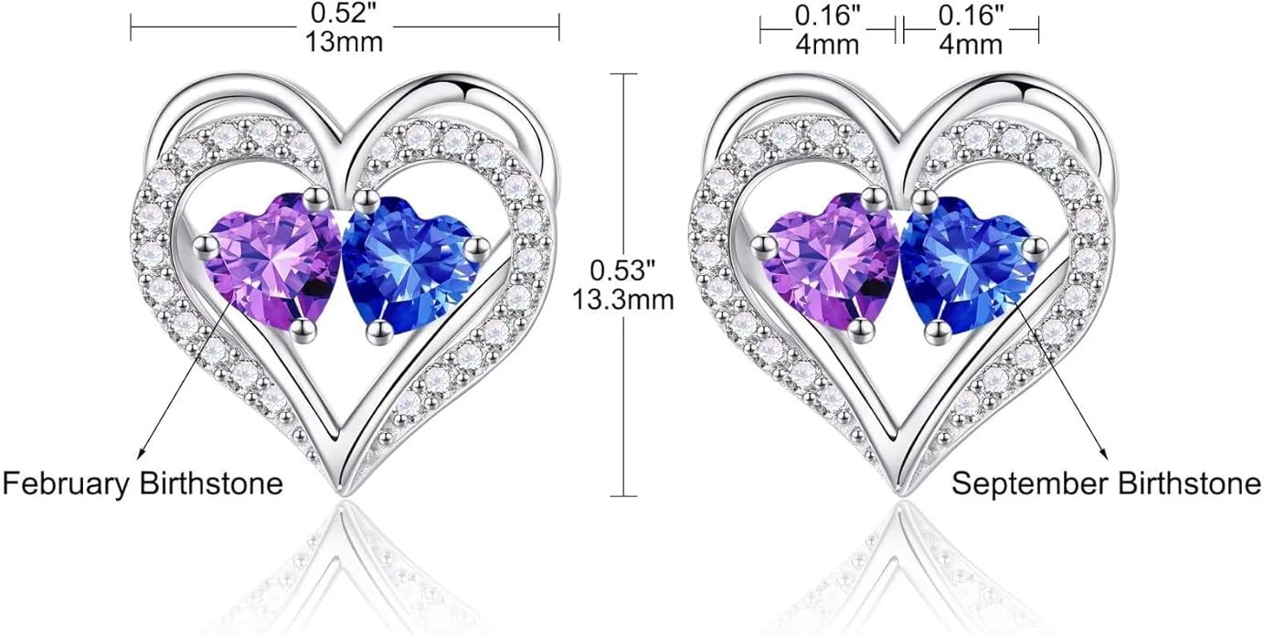 Iefil Christmas Gifts for Women Wife - 925 Sterling Silver Birthstone Earrings, Anniversary Birthday Gifts for Women Wife Girlfriend Mom