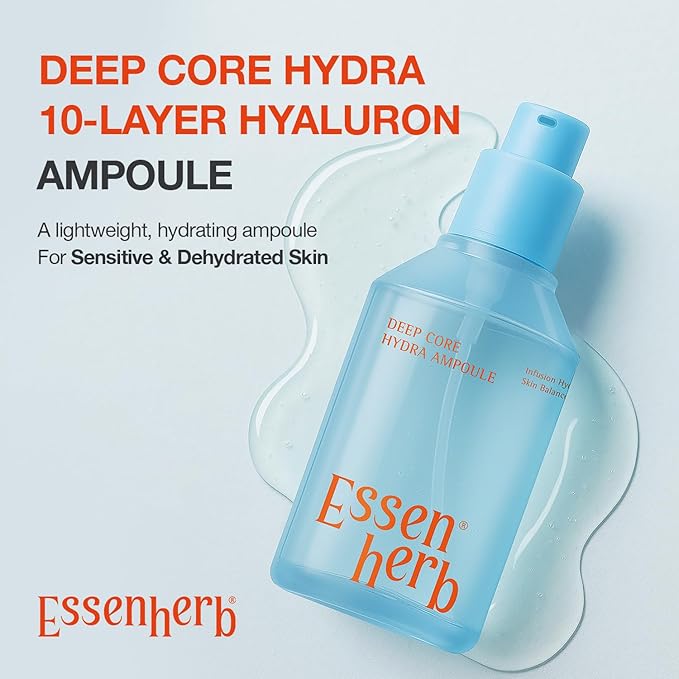 Deep Core Hydra Cream + Deep Core Hydra Ampoule | Korean Skincare Moisture Care Duo with Hyaluronic Acid, Lightweight Hydration for Dry or Combination Skin