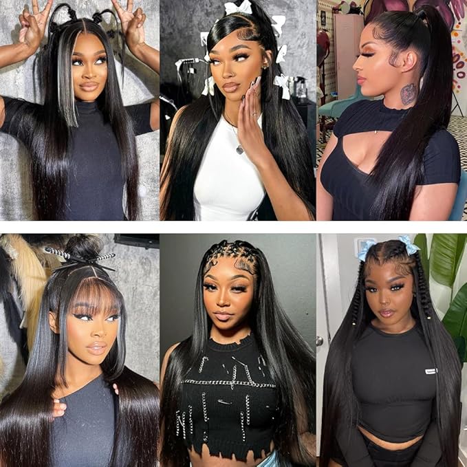 Straight Lace Front Wigs Human Hair 200% Density 13x6 HD Lace Front Wigs for Black Women 28inch Pre Plucked with Baby Hair Transparent Glueless Straight Lace Frontal Wigs Natural HairLine